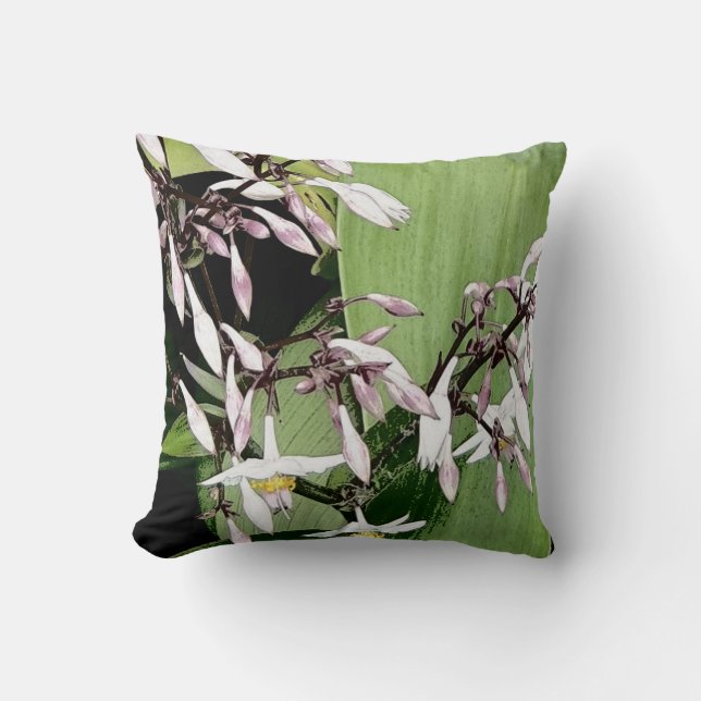 vit och blek rosa blomma kudde (Framsida)