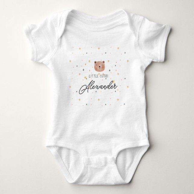 Vit och Brun Akvarell Söt Baby Shower T Shirt (Framsida)