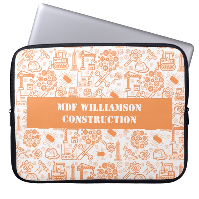 vit och brun arkitekturisk blåkopia Ingenjör Laptop Fodral (Framsidan)