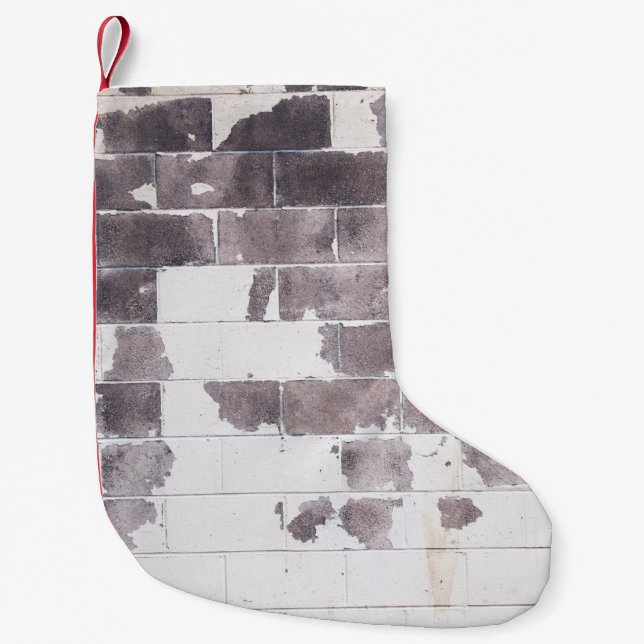 Vit och brun betongvägg liten julstrumpa (Framsidan)