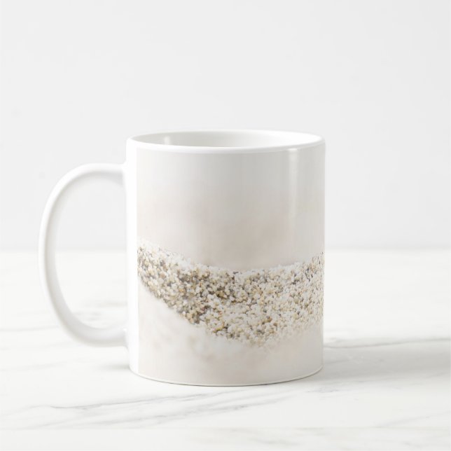 Vit och brun blommigt kaffemugg (Vänster)