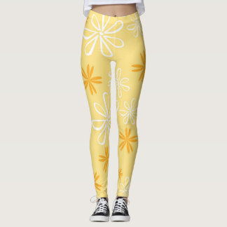 vit och brun blomsterformad kastkudde leggings