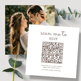 Vit och brun | Bröllop OSA QR-kod Tilläggskort