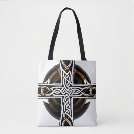 Vit och brun Celtic Kor Tote Bag Tygkasse