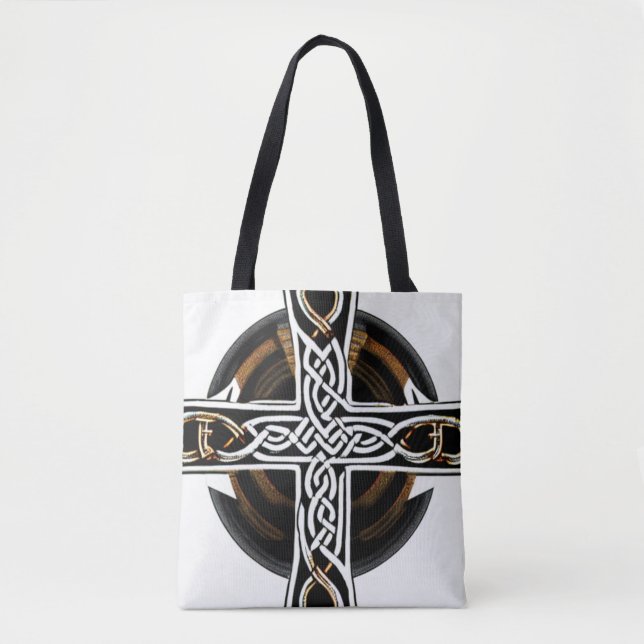 Vit och brun Celtic Kor Tote Bag Tygkasse (Framsida)