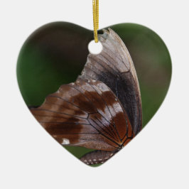 Vit och brun fjäril på Red Flower Julgransprydnad Keramik