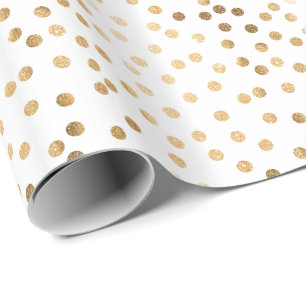 Vit och den guld- glitterstaden pricker inpackning presentpapper