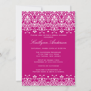 Vit och djup Rosa, Inbjudningskort för möhippan