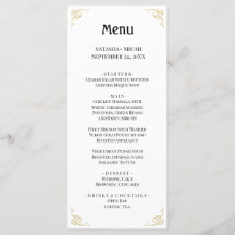 Vit och Faux Guld Simple Elegant Menu