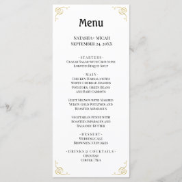 Vit och Faux Guld Simple Elegant Menu Meny