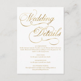 Vit och faux guldfjolkalligrafi Bröllop Tilläggskort