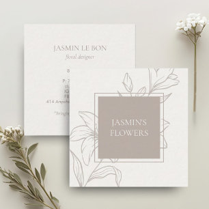 Vit och genomskinlig Chic Blommigt etikett Fyrkantigt Visitkort