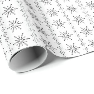 Vit och Grått Abstrakt Snöflingor jul Presentpapper