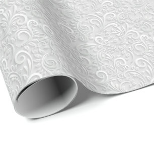 Vit och grått blommigt 3d, sömlös mönster presentpapper