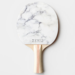 Vit och grått faux marble anpassningsbar monogram pingisracket
