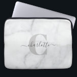 Vit och Grått Marble Personlig Monogrammed Laptop Fodral<br><div class="desc">Vit och Grått Marble Personlig Monogrammed Laptop sleeve</div>