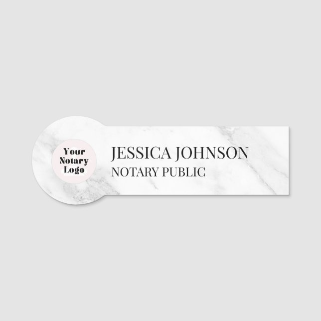 Vit och Grått Marble Personlig Notary Logotyp Namnbricka (Framsida)
