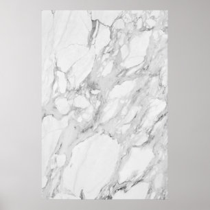 Vit och Grått Marble Poster