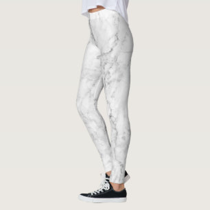 Vit- och Grått Marble Stone Design Leggings