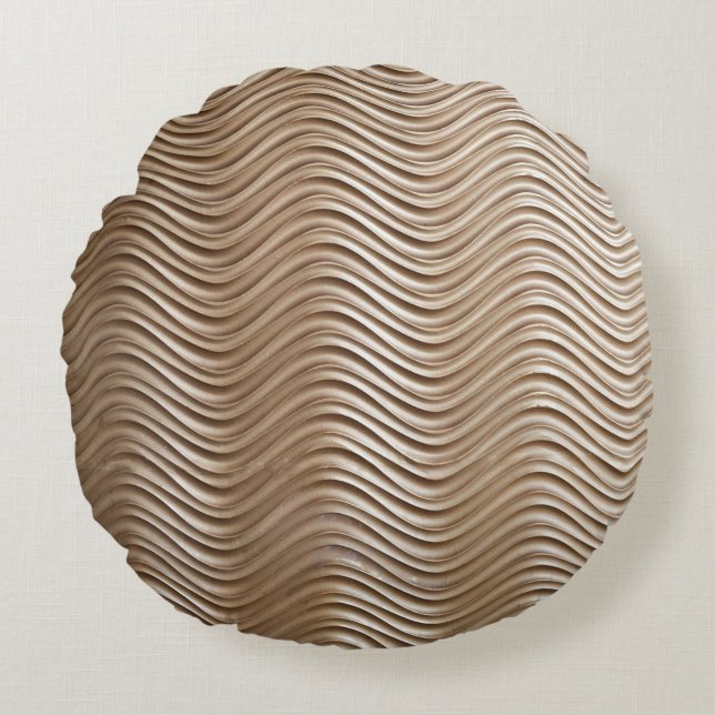 Vit och grått-strimlad textilvara rund kudde (Framsidan)