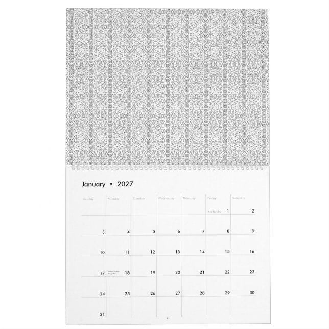 vit och grått tapet med mönster på den kalender (Jan 2027)
