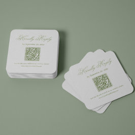 Vit och grön bröllops-RSVP Qr-kod Tilläggskort