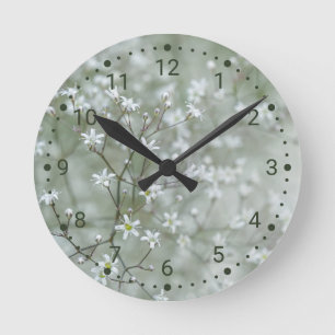 Vit Och Grön Brudslöja Blomma Fotografi Rund Klocka