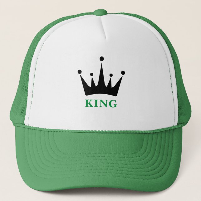 Vit och grön KING Text Crown Image Keps (Framsida)