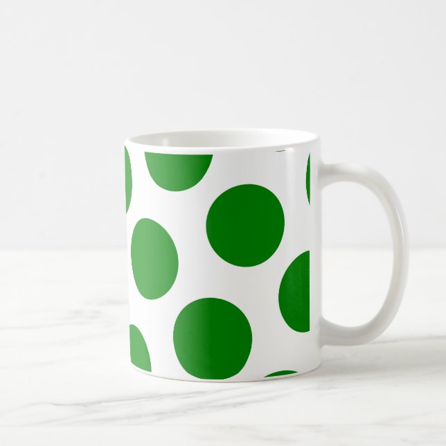Vit och grön prickig mönster kaffemugg (Höger)