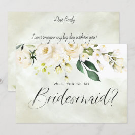 Vit och Grönt Blommigt vattenfärgsskript Bridesmai Inbjudningar