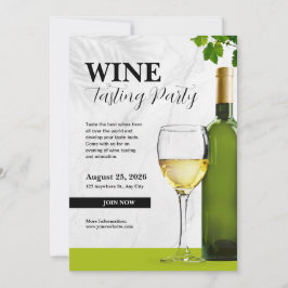 Vit och Grönt Elegant Vin Tasting Party Inbjudningar