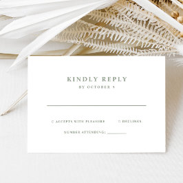 Vit och Grönt Enkel Elegant Text | Bröllop OSA Kort