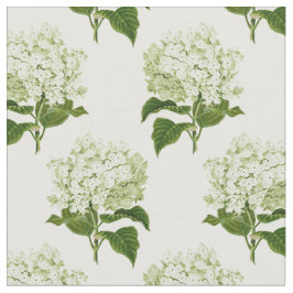 Vit och Grönt Hydrangea Flower Mönster Tyg