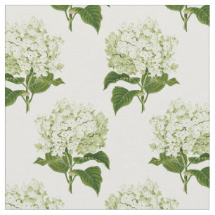 Vit och Grönt Hydrangea Flower Mönster Tyg