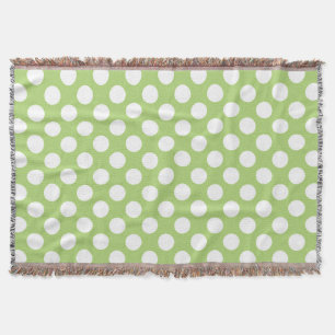 Vit och grönt polka dots-täckfilt filt