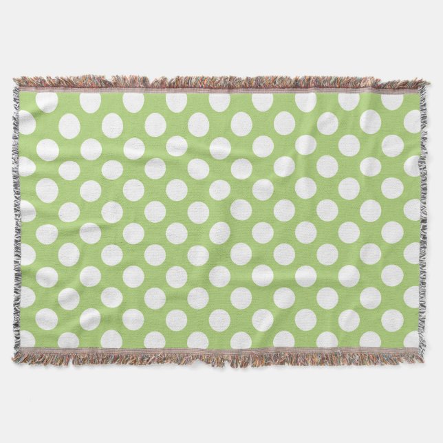 Vit och grönt polka dots-täckfilt filt (Framsidan)