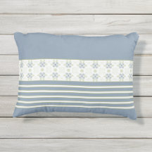 Vit och Grönt Rand med blå Blommigt