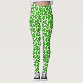 Vit och Grönt St patrick's day Shamrock Mönster Leggings