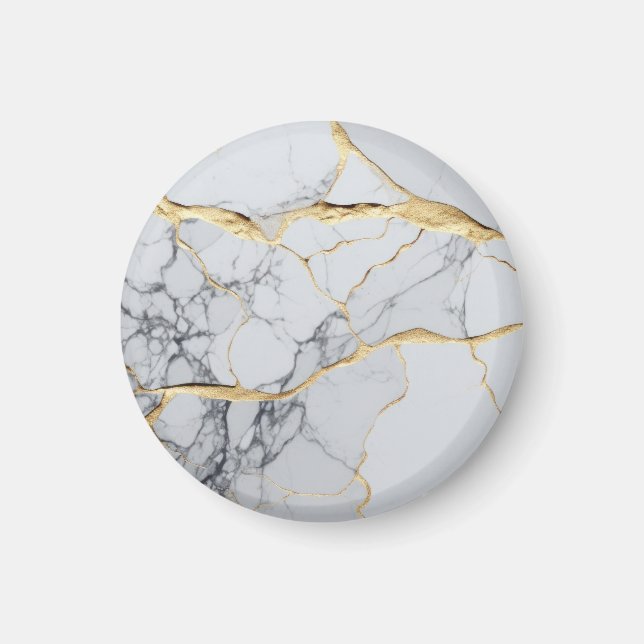 Vit och gul marmor  magnet (Framsidan)