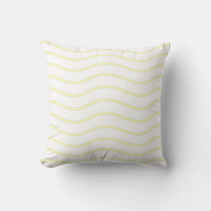 Vit och gul pastell vågig linjedesign kudde