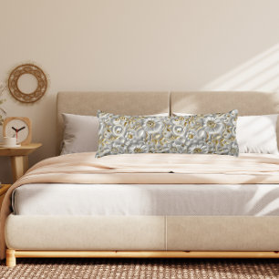 Vit och Guld 3D-Blommigt Kroppskudde