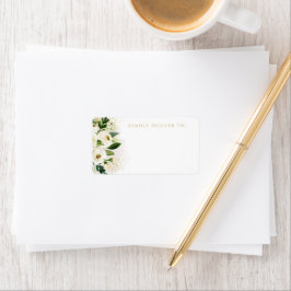 Vit och Guld Blommigt Bloom Blank Adress Adressetikett