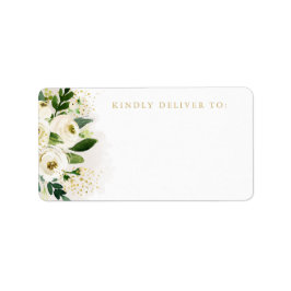 Vit och Guld Blommigt Bloom Blank Adress Adressetikett