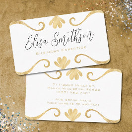 Vit och Guld Blommigt Enkel Elegant Lexury Feminin Visitkort