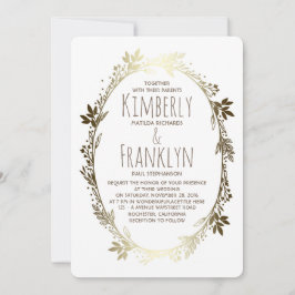 Vit och Guld Blommigt Utandning Bröllop Inbjudningar