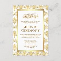 Vit och guld Damaskus Islamsk Muslim Mehndi