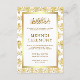 Vit och guld Damaskus Islamsk Muslim Mehndi Tilläggskort
