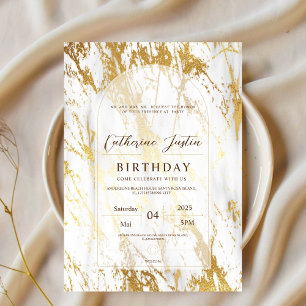vit och guld elegant lyx chic marmor fest inbjudningar