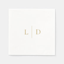 Vit och guld elegant minimalistisk monogram bryllo