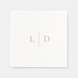 Vit och guld elegant minimalistisk monogram bryllo pappersservett